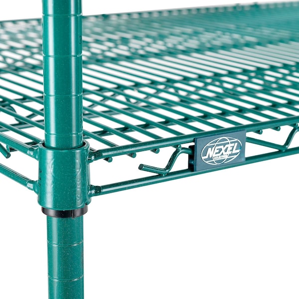 Nexel 2 Tier Wire Shelving Starter Unit, Poly-Green, 72W X 21D X 34H